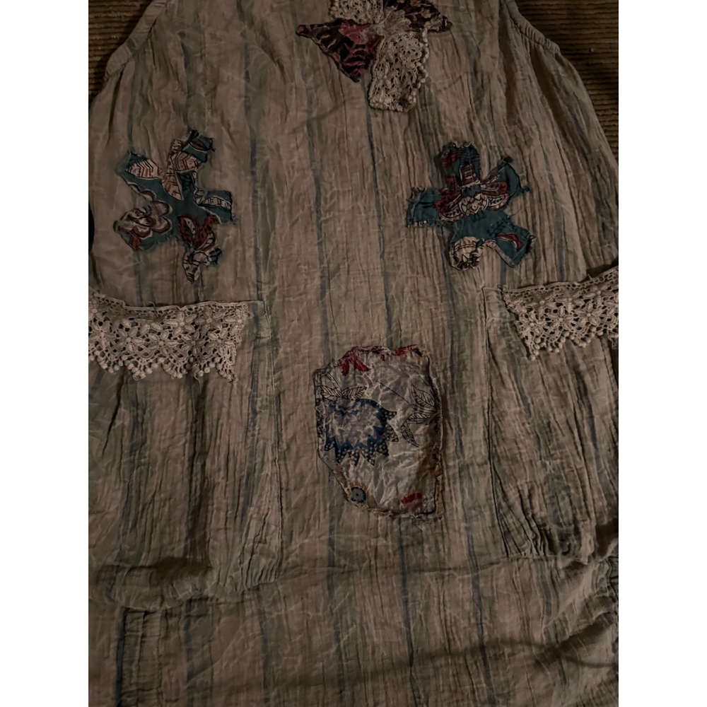 Jaded Gypsy Starpath Sway Tunic Pinafore Dress Patchwork Lace Neutral SM NEW - Picture 3 of 12